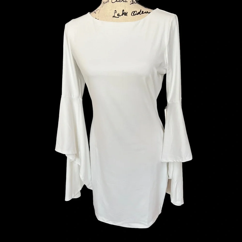 Susana monaco Bell sleeve mini dress ladies size large sugar white - Picture 1 of 7